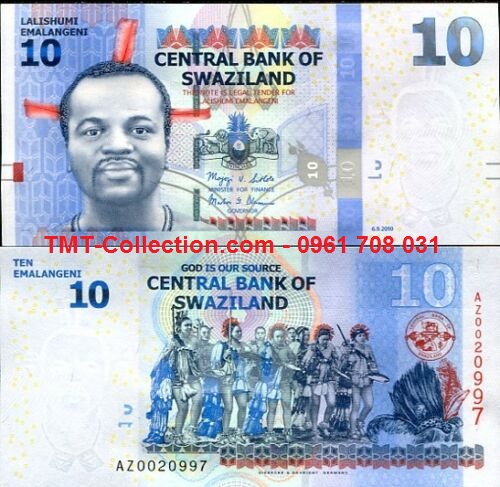 Swaziland 10 Lilangeni 2011 UNC (tờ)