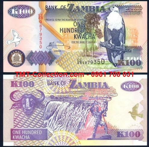 Zambia 100 Kwacha 2003 UNC (tờ)