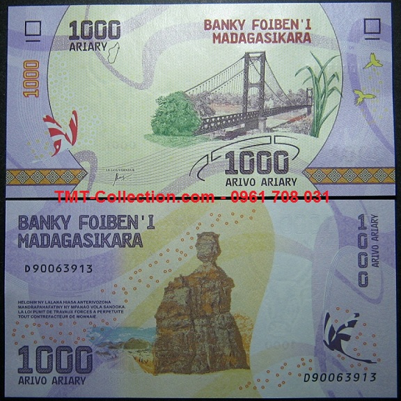 Madagasca 1000 Aliari 2017 UNC (tờ)