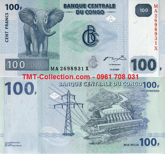 Congo 100 Francs 2007 UNC (tờ)