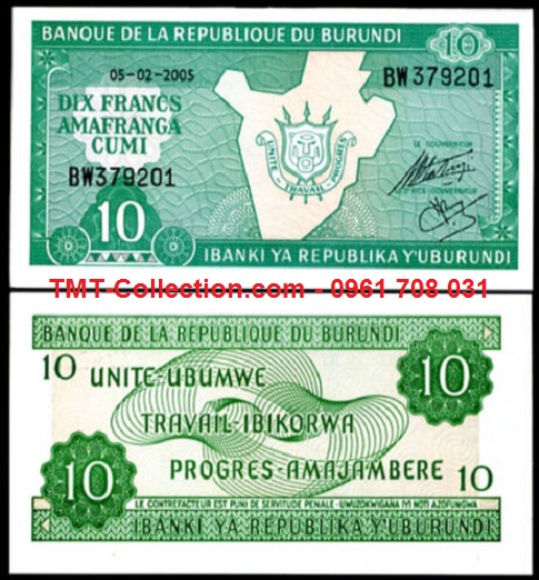 Burundi 10 Francs 2005 UNC (tờ)