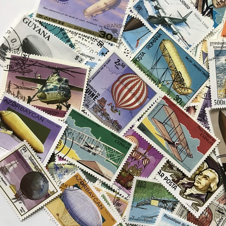 Bộ 100 tem chủ đề các loại Máy Bay - TMT Collection.com