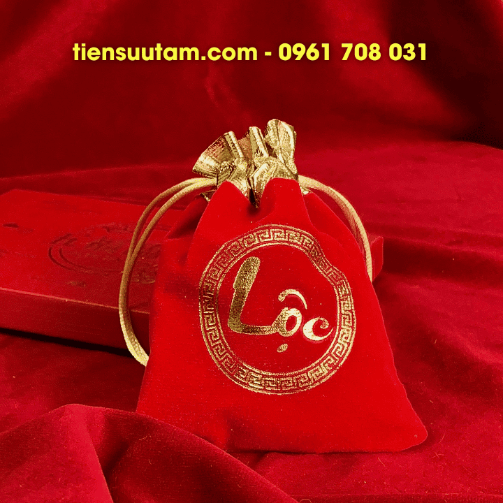 Túi gấm nhung chữ Lộc size 13x10cm