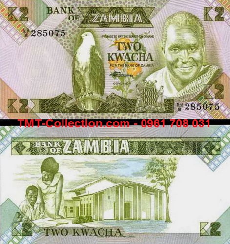 Zambia 2 Kwacha 1986 UNC (tờ)