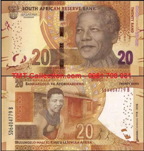South Africa - Nam Phi 20 Rand 2018 UNC kỷ niệm 100 năm ngày sinh Nelson Mandela (tờ)