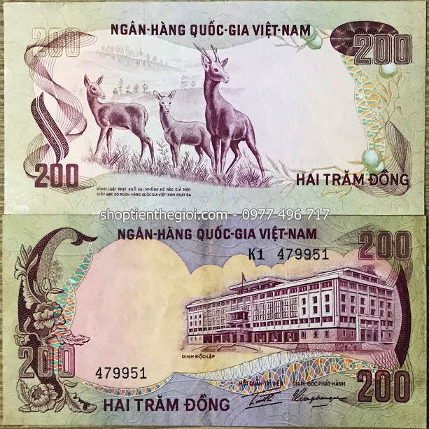 Tiền con nai mệnh giá 200 đồng