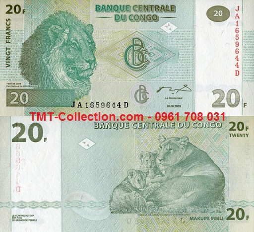 Congo 20 Francs 2003 UNC (tờ)