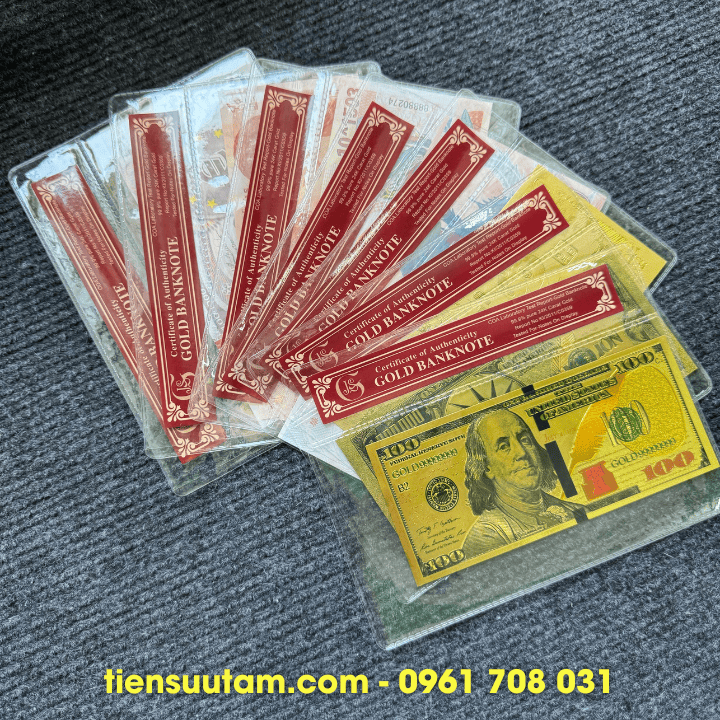 Chứng nhận bọc tiền mạ vàng bằng nhựa