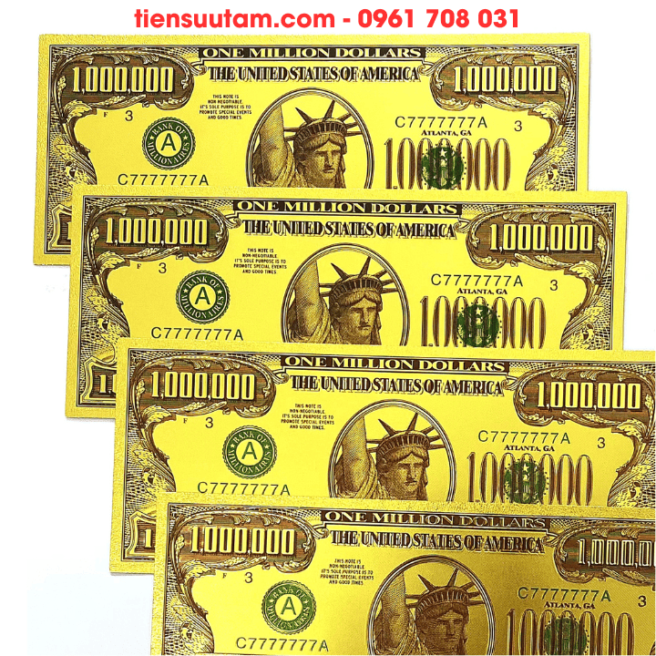 Tiền Lưu Niệm 1 Triệu USD Mạ Vàng 4 Tổng Thống Mỹ Dạ Quang