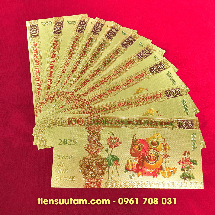 Tiền Lì Xì Con Rắn Mạ Vàng Plastic In Màu
