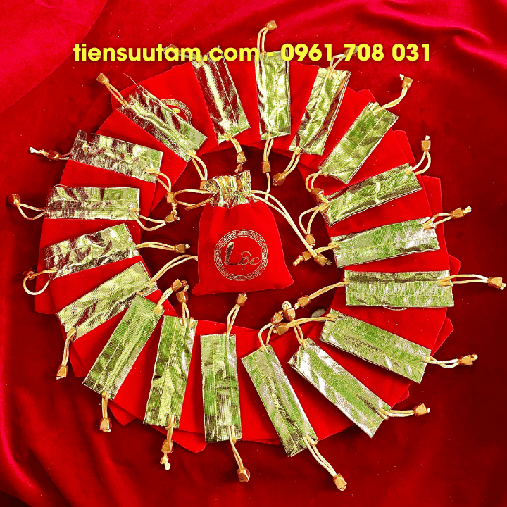 Túi gấm nhung chữ Lộc size 13x10cm