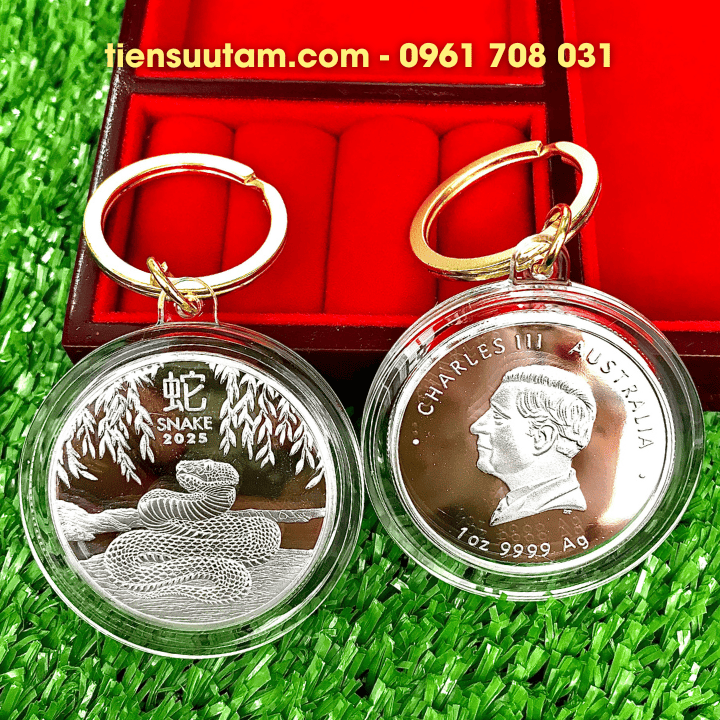 Móc Khoá Xu Úc Hình Con Rắn Mạ Bạc