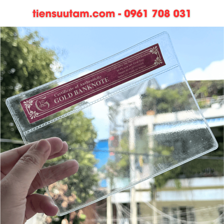 Chứng nhận bọc tiền mạ vàng bằng nhựa
