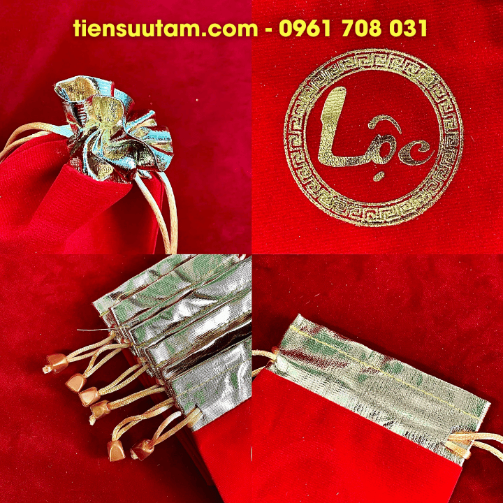 Túi gấm nhung chữ Lộc size 13x10cm