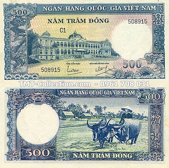 Tiền Việt Nam Cộng Hòa 500 ĐỒNG 1962 Ngô Đình Diệm
