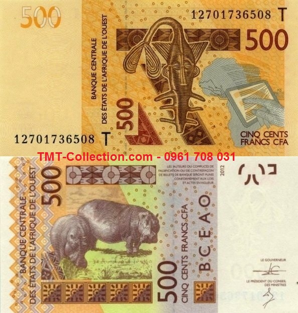 West Africa - Khu Vực Tây Phi 500 Francs 2012 UNC (tờ)