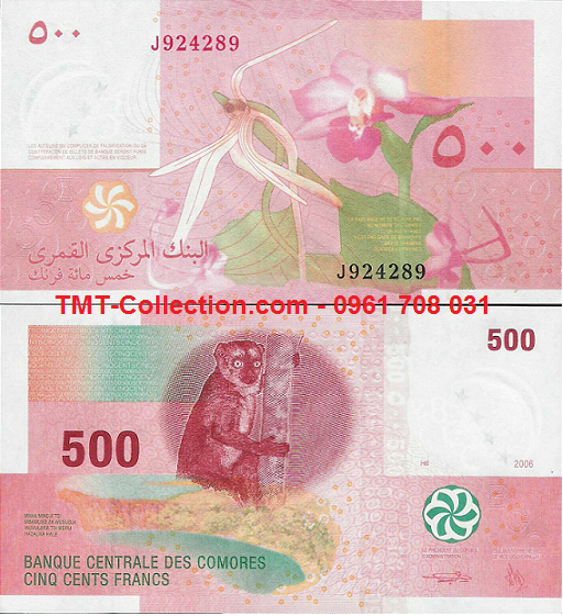 Comoros 500 Francs 2006 UNC (tờ)