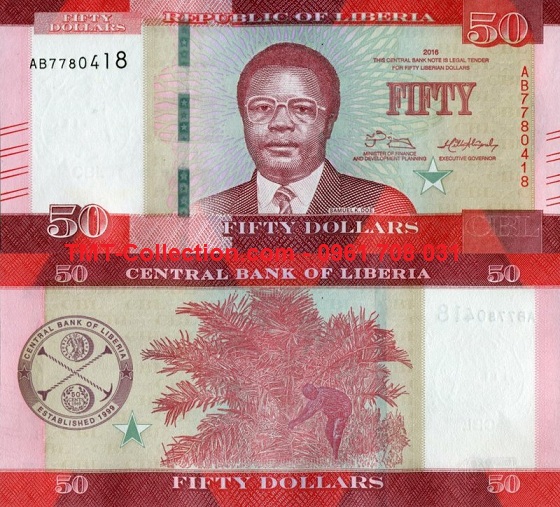 Liberia 50 Dollars UNC 2017 (tờ)