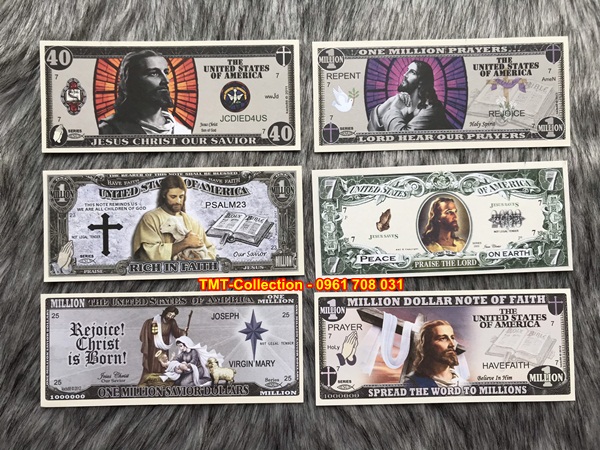 Bộ 6 tờ tiền play money hình Thiên Chúa