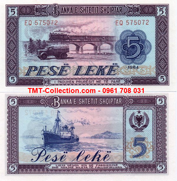 Albania 5 Leke 1976 UNC