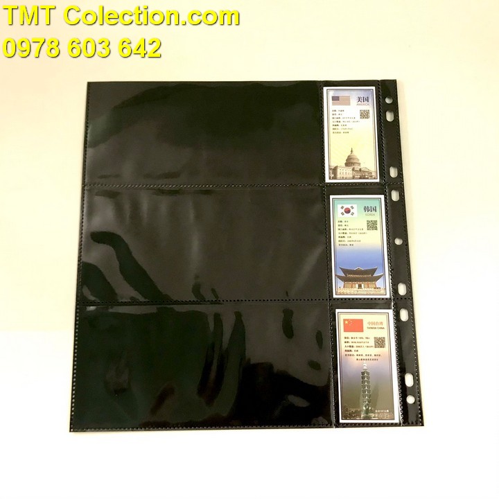 Album tiền quốc tế và 20 phơi tiền 3 ngăn đen đựng 120 tờ tiền - TMT Collection.com