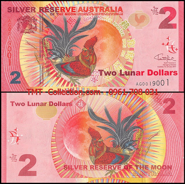 Australia - Úc 2 Dollar 2017 UNC polyme kỷ niệm năm con Gà