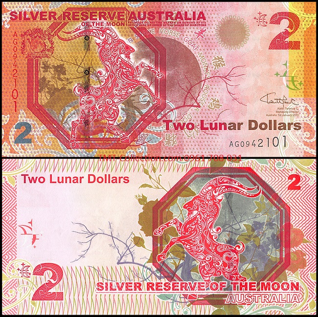 Australia - Úc 2 Dollar 2015 UNC polyme kỷ niệm năm con Dê