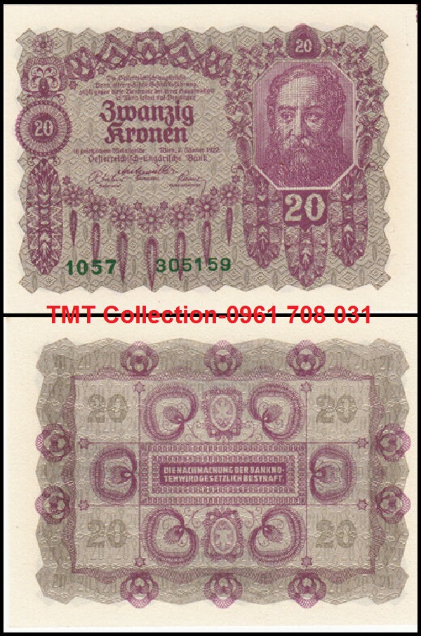 Austria-Áo 20 Krona 1922 UNC