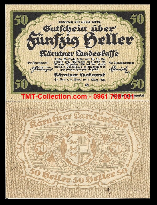 Austria - Áo 50 Heller 1920 UNC