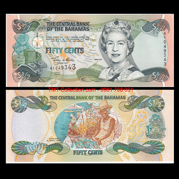 Bahamas 1/2 Dollar ( 50 Cents ) 2001 UNC (tờ)