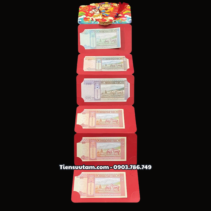 Bao Lì Xì Thần Tài Hoặc Bao Lì Xì Đầu Lân 6 Tờ Mã Đáo Thành Công Mông Cổ