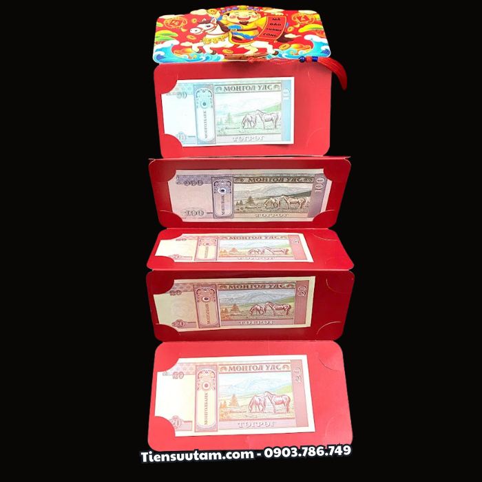 Bao Lì Xì Thần Tài Hoặc Bao Lì Xì Đầu Lân 6 Tờ Mã Đáo Thành Công Mông Cổ