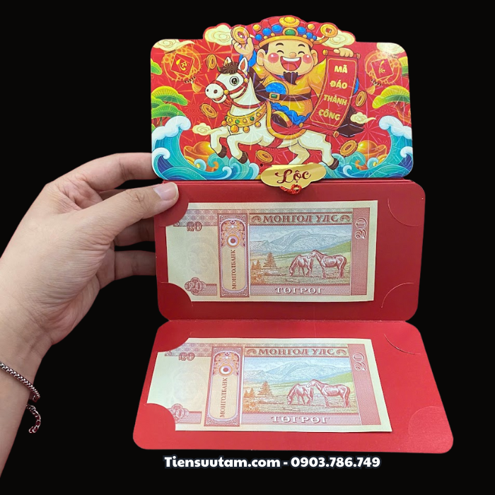 Bao Lì Xì Thần Tài Hoặc Bao Lì Xì Đầu Lân 6 Tờ Mã Đáo Thành Công Mông Cổ