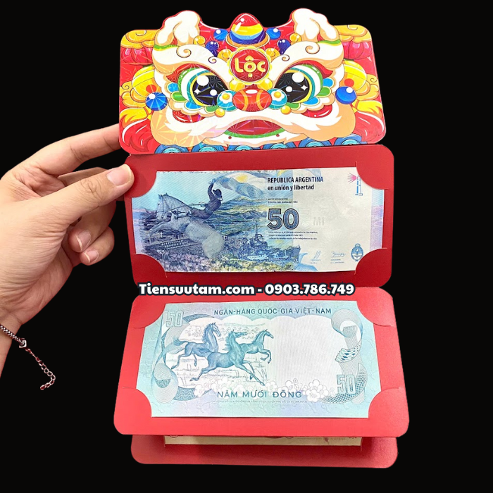 Bao Lì Xì Thần Tài Và Bao Lì Xì Đầu Lân 6 Tờ Tiền Thế Giới Mã Đáo Thành Công Thuận Buồm Xuôi Gió