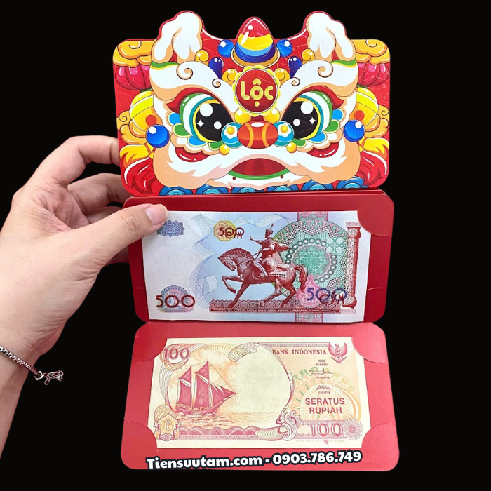 Bao Lì Xì Thần Tài Và Bao Lì Xì Đầu Lân 6 Tờ Tiền Thế Giới Mã Đáo Thành Công Thuận Buồm Xuôi Gió