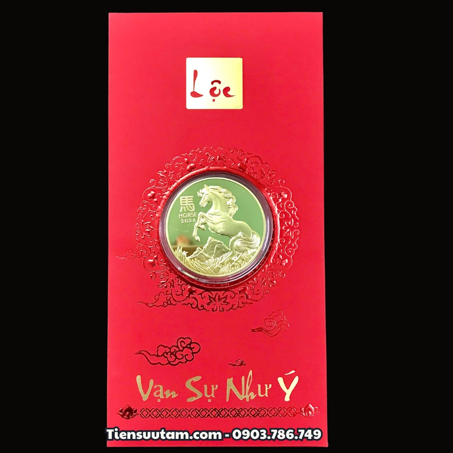 Bao Lì Xì Lộc Đồng Xu Con Ngựa Úc Mạ Vàng