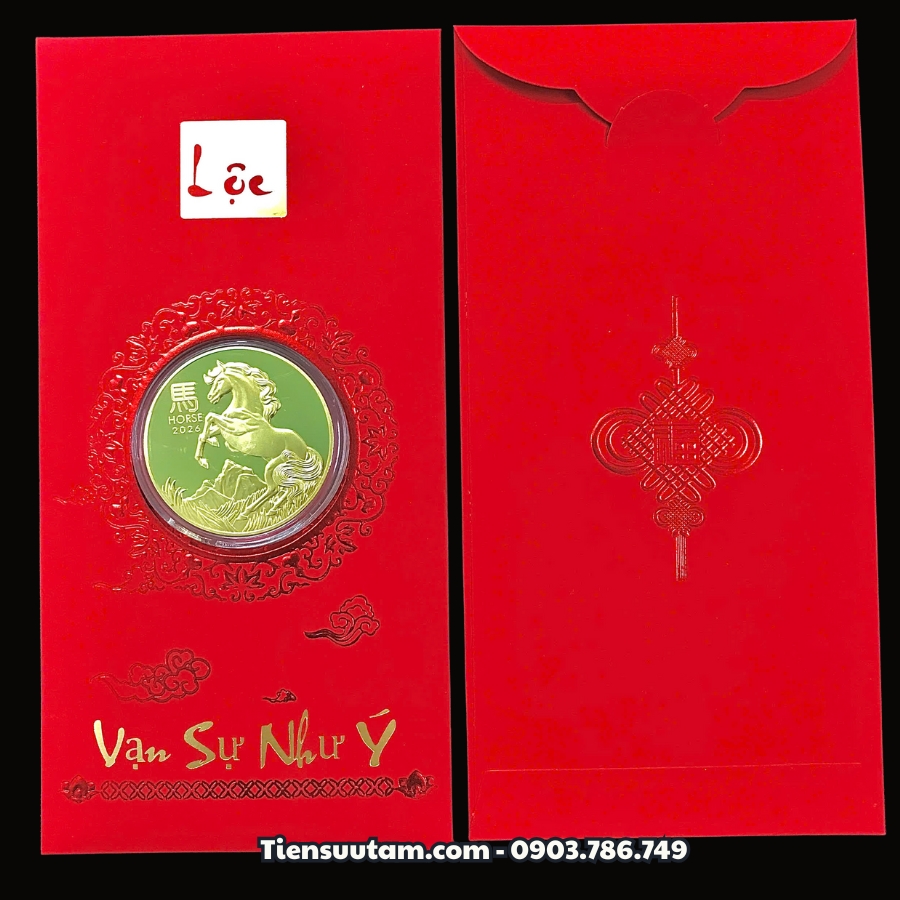 Bao Lì Xì Lộc Đồng Xu Con Ngựa Úc Mạ Vàng