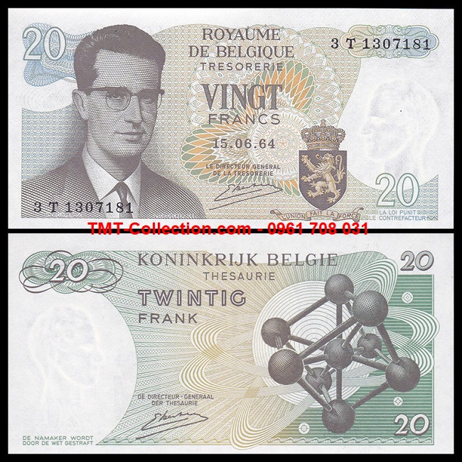 Belgium-Bỉ 20 Francs 1964 UNC 