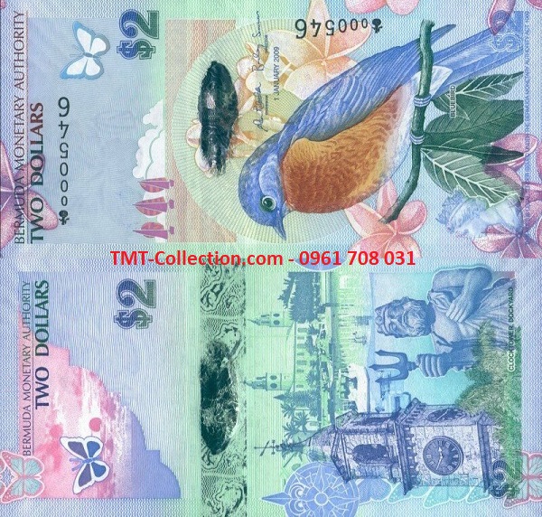 Bermuda 2 Dollars 2009 UNC Hybrid (tờ)