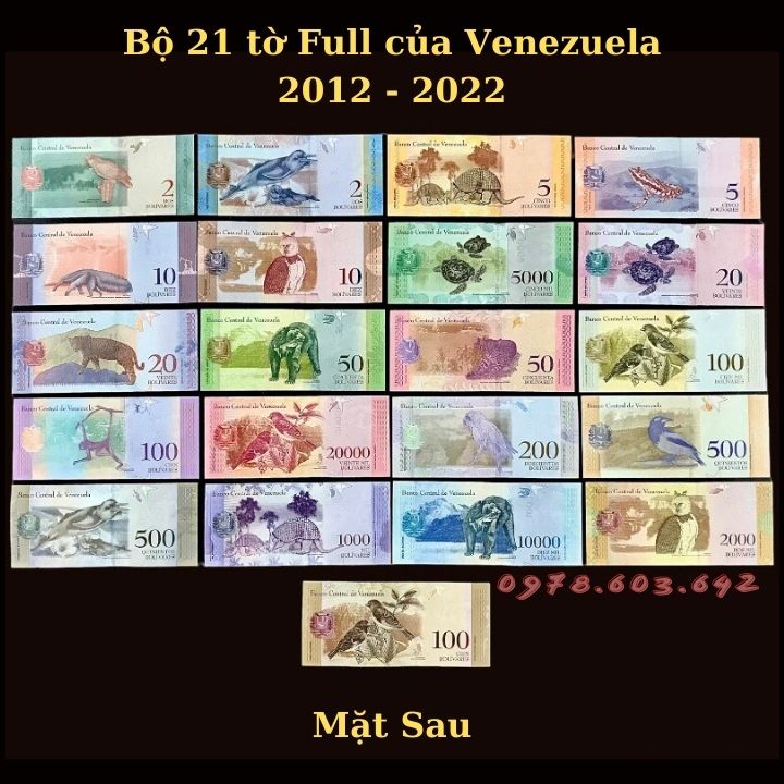 Bộ 21 tờ Full của Venezuela 2012 - 2022 - Phukiensuutam.com