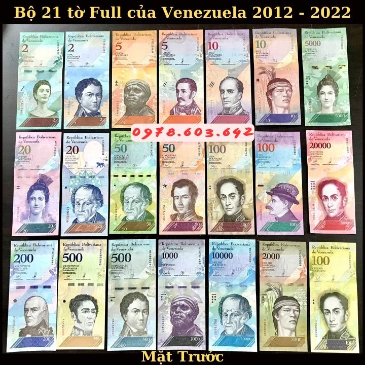 Bộ 21 tờ Full của Venezuela 2012 - 2022 - Phukiensuutam.com