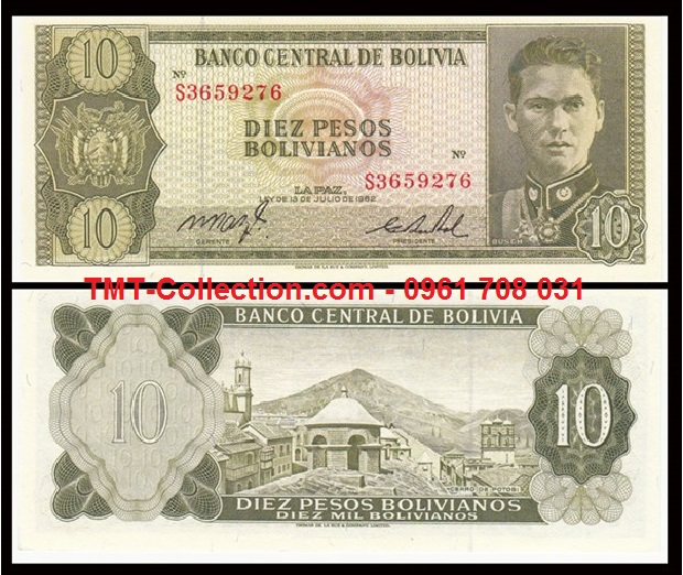 Bolivia 10 bolivianos 1962 UNC