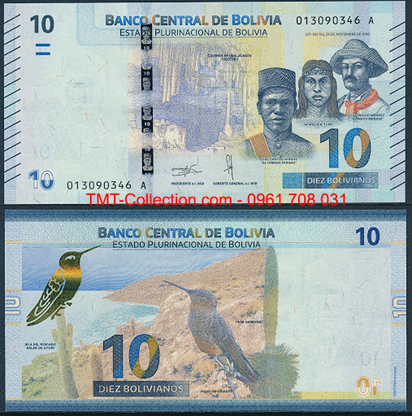 Bolivia 10 bolivianos 2018 UNC (tờ)