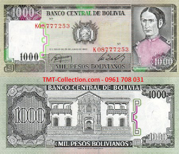 Bolivia 1000 bolivianos 1982 UNC (tờ)