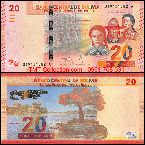 Bolivia 20 bolivianos 2018 UNC (tờ)