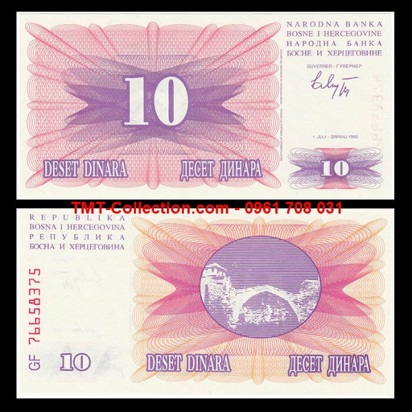 Bosnia And Herzegovina 10 Dinara 1992 UNC