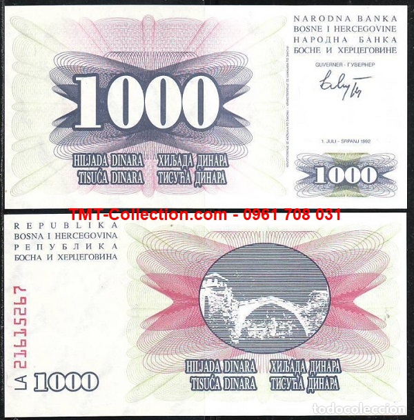 Bosnia And Herzegovina 1000 Dinara 1992 UNC