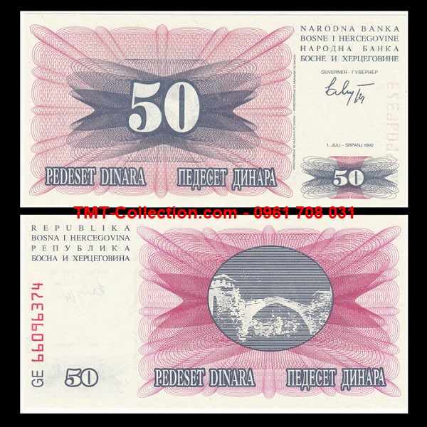 Bosnia And Herzegovina 50 Dinara 1992 UNC