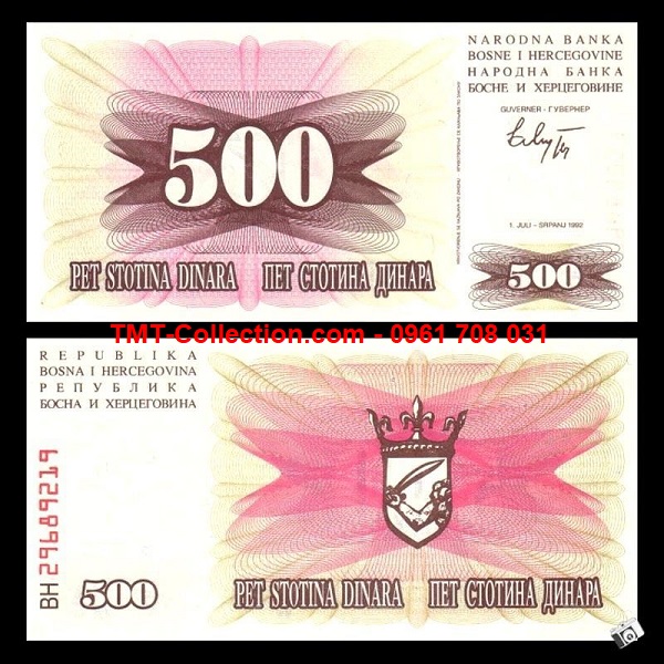 Bosnia And Herzegovina 500 Dinara 1992 UNC