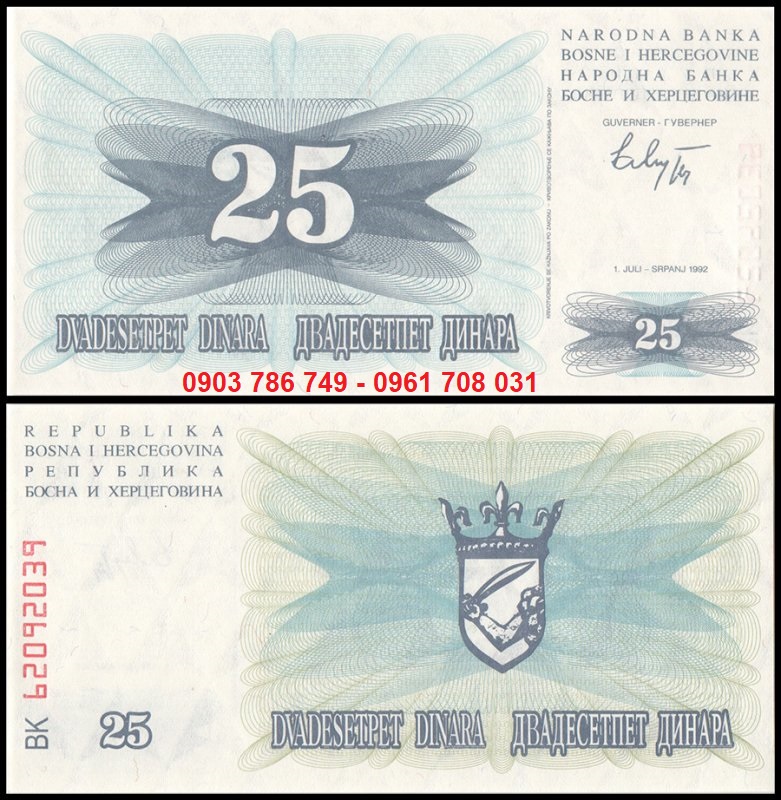 Tiền Sưu Tầm Bosnia And Herzegovina 25 Dinara 1992